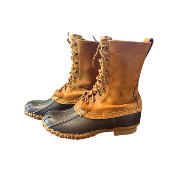 Vintage L. L. Bean Duck Boots 8" hunting snow brown leather Men's 7 Women's 9 - Picture 1 of 9